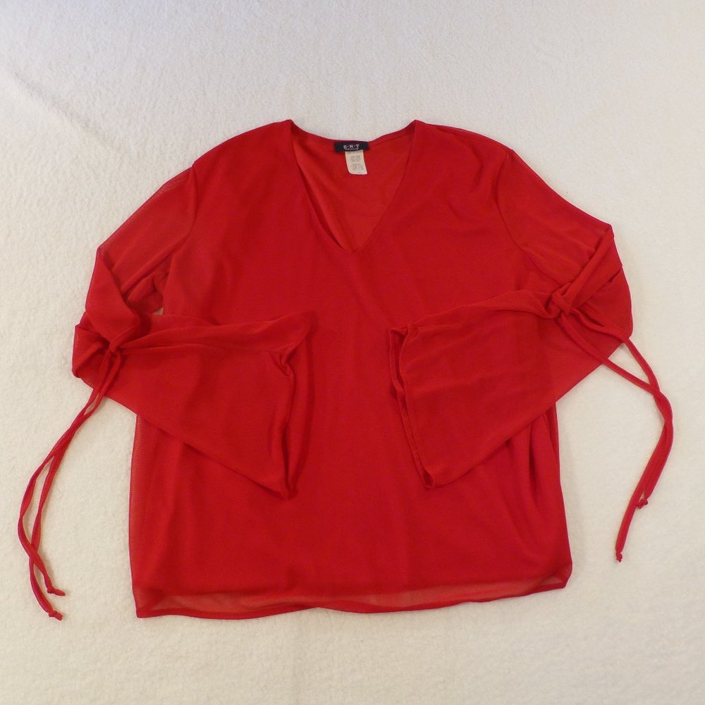 Entrancy Women's Vintage Belle Sleeves Sexy Red Blouse Top Shirt Party Work 3X